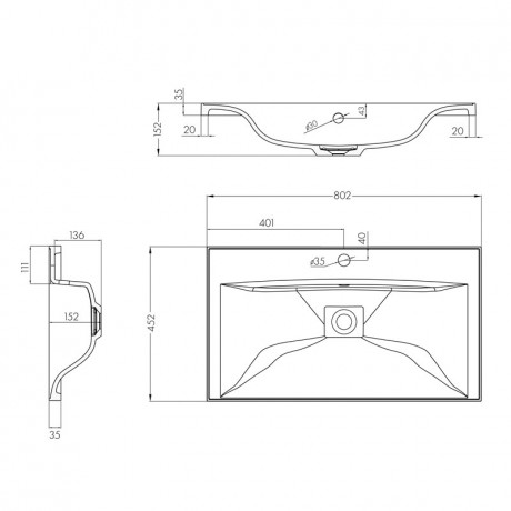 Раковина Aquaton Айрис M 800