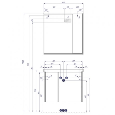 Тумба под раковину Aquaton Стоун 80 белый